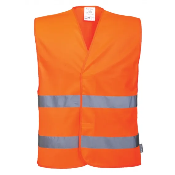 C474 - Jól láthatósági két csíkos mellény - narancs - XXL/3XL, Szín: narancs, Méret: XXL/3XL