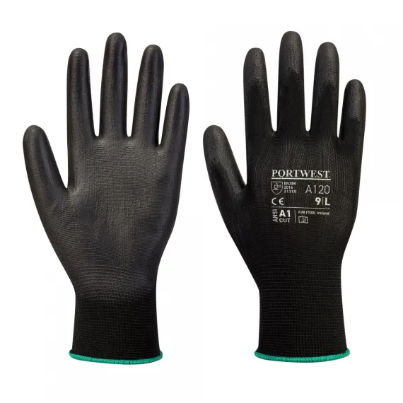 A120 - Nylon kesztyű PU tenyérmártott - fekete - 10/XL, Szín: fekete, Méret: 10/XL