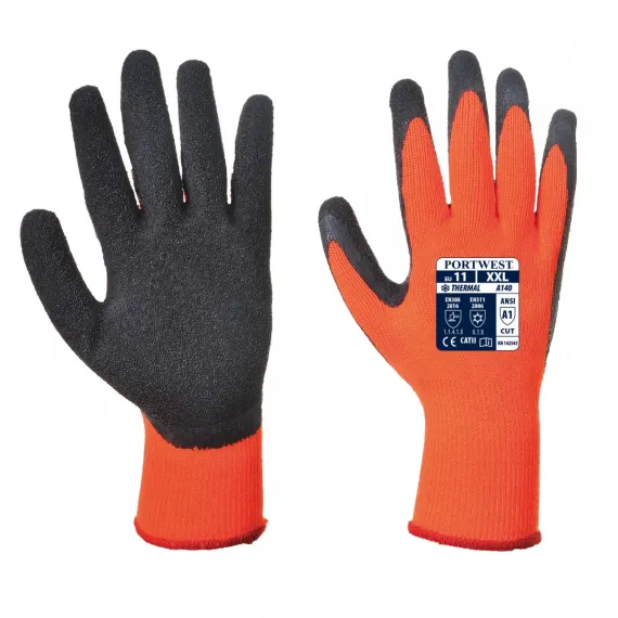 A140 - Thermal latex mártott kesztyű - Narancs/fekete - 11/XXL, Szín: narancs/fekete, Méret: 11/XXL
