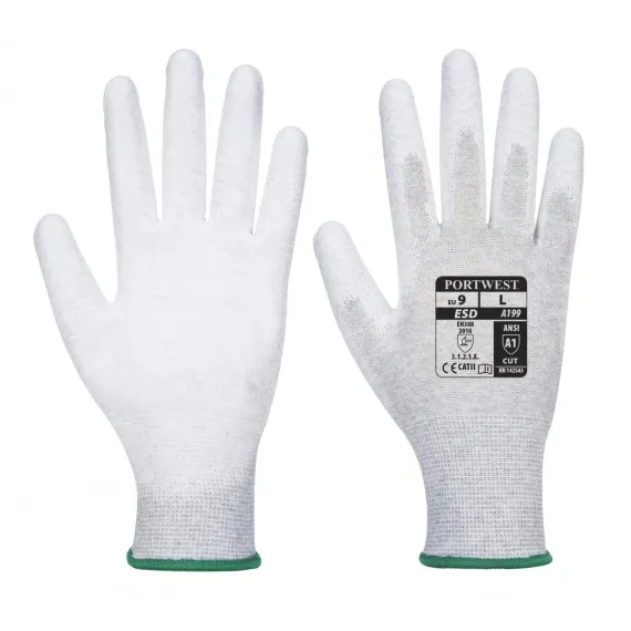 A199 - ESD tenyérbevont védőkesztyű - szürke - 10/XL, Szín: szürke, Méret: 10/XL