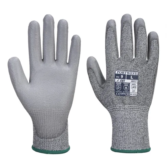 A622 - PU tenyérmártott védőkesztyű, Cut 5 - szürke - 10/XL, Szín: szürke, Méret: 10/XL