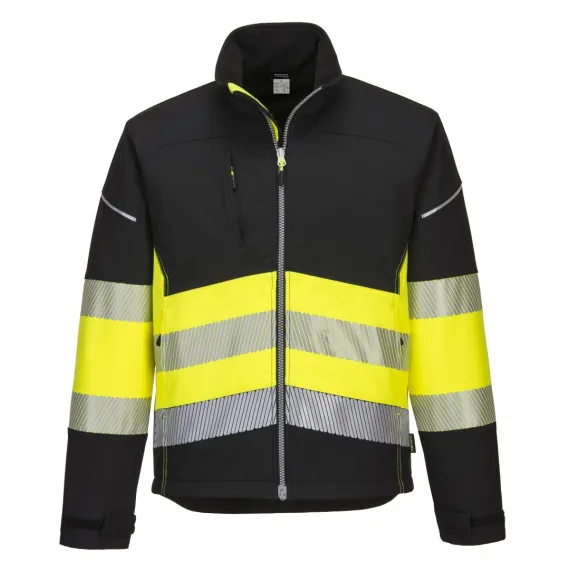 PW375 - PW3 Hi-Vis Class 1 Softshell kabát - fekete/sárga - M, Szín: fekete/sárga, Méret: M
