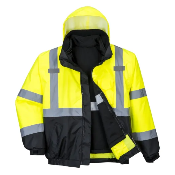 S365 - HiVis prémium 3 az 1-ben bomber kabát - sárga/fekete - 4XL, Szín: sárga/fekete, Méret: 4XL