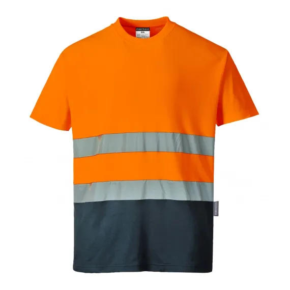 S173 - Kéttónusú Pamut komfort póló - narancs - 3XL, Szín: narancs, Méret: 3XL
