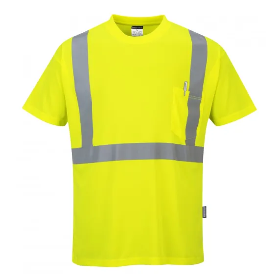 S190 - HiVis póló zsebbel - sárga - M, Szín: sárga, Méret: M