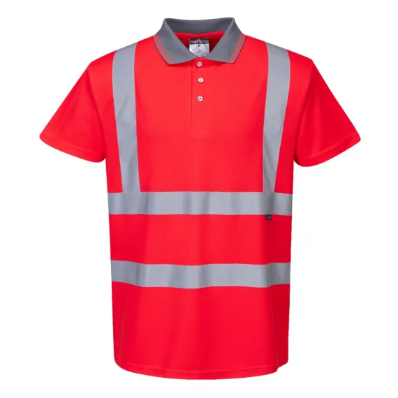 S477 - Jól láthatósági teniszpóló - piros - 3XL, Szín: piros, Méret: 3XL