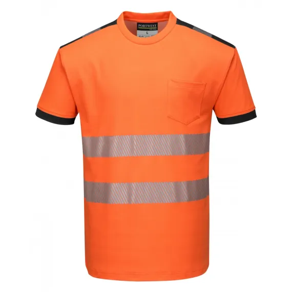 T181 - Jól láthatósági Vision póló - Narancs/fekete - XXL, Szín: narancs/fekete, Méret: XXL