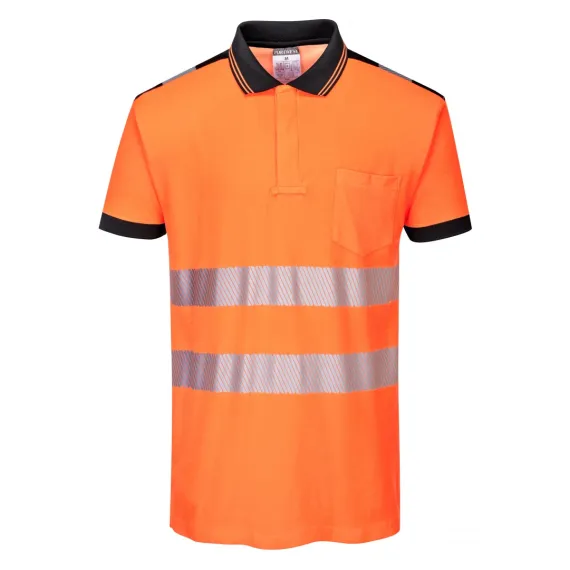 T180 - Jól láthatósági Vision pólóing - Narancs/fekete - L, Szín: narancs/fekete, Méret: L