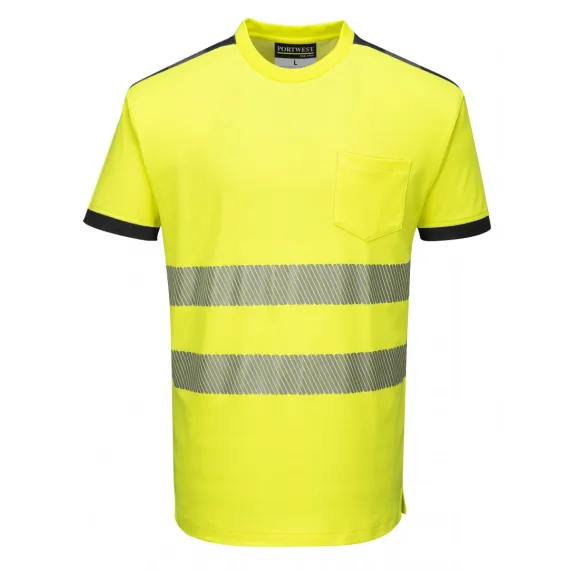 T181 - Jól láthatósági Vision póló - sárga/fekete - M, Szín: sárga/fekete, Méret: M