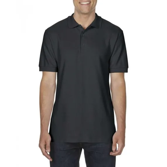 Gildan Premium Cotton Adult double pique póló - fekete - 3XL, Szín: fekete, Méret: 3XL