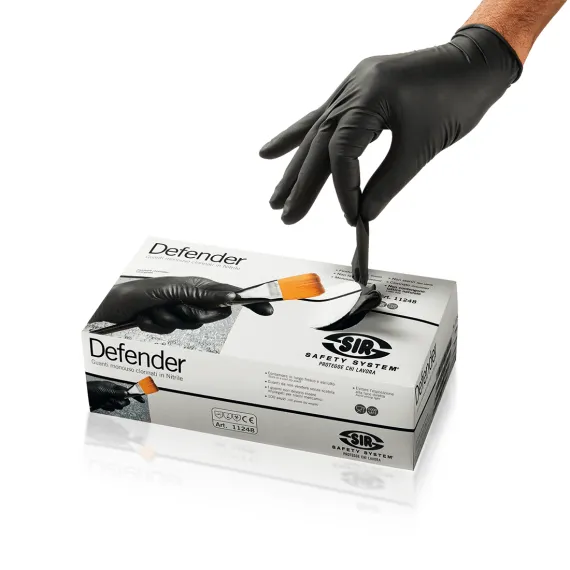 Defender, nitril egyszerhasználatos kesztyű - 100db/doboz - fekete - 10/XL, Szín: fekete, Méret: 10/XL