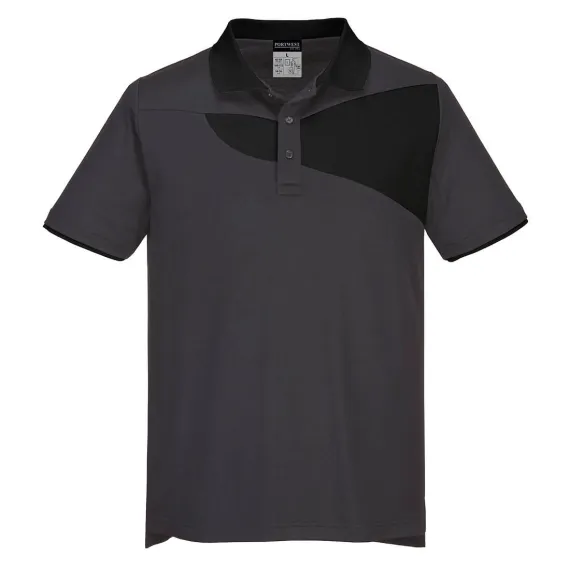PW210 - Pw2 Pólóing S/S - szürke/fekete - L, Szín: szürke/fekete, Méret: L