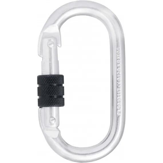 Kratos csavarosan zárható acél karabiner, 18mm nyitótávolsággal - fém - uni, Szín: fém, Méret: uni