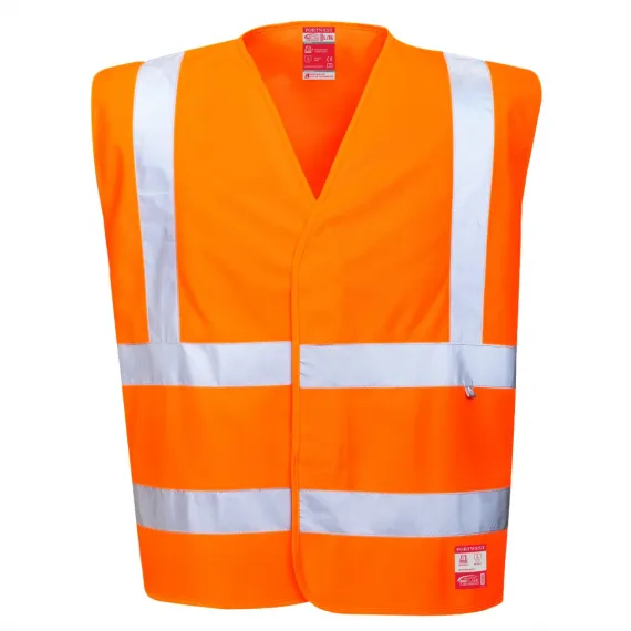 FR71 - Jólláthatósági antisztatikus és lángálló mellény EN14116 - narancs - L/XL, Szín: narancs, Méret: L/XL