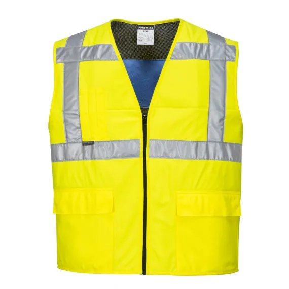 CV02 - Jól láthatósági hűtőmellény - sárga - L/XL, Szín: sárga, Méret: L/XL