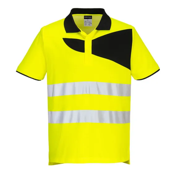 PW212 - PW2 Hi-Vis Pólóing S/S - sárga/fekete - L, Szín: sárga/fekete, Méret: L