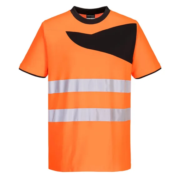 PW213 - PW2 Hi-Vis póló S/S - Narancs/fekete - S, Szín: narancs/fekete, Méret: S