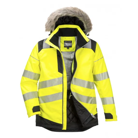 PW369 - PW3 Hi-Vis Parka télikabát - sárga/fekete - XL, Szín: sárga/fekete, Méret: XL