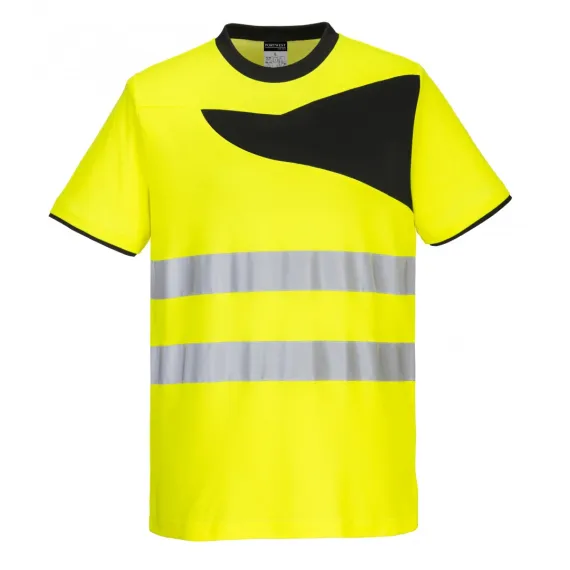 PW213 - PW2 Hi-Vis póló S/S - sárga/fekete - XXL, Szín: sárga/fekete, Méret: XXL