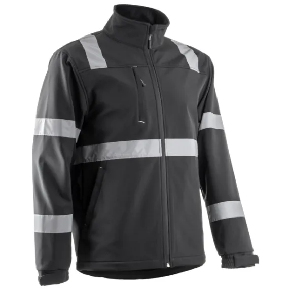 VIGILE FEKETE SOFTSHELL DZSEKI FÉNYV. CSÍKKAL 2XL, Méret: 2XL