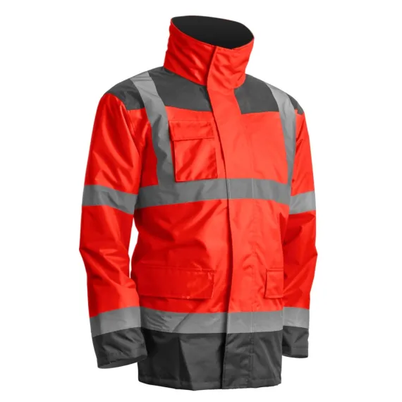 KANATA 4/1 HI-VIZ PIROS/SZÜRKE PE KABÁT M, Méret: M
