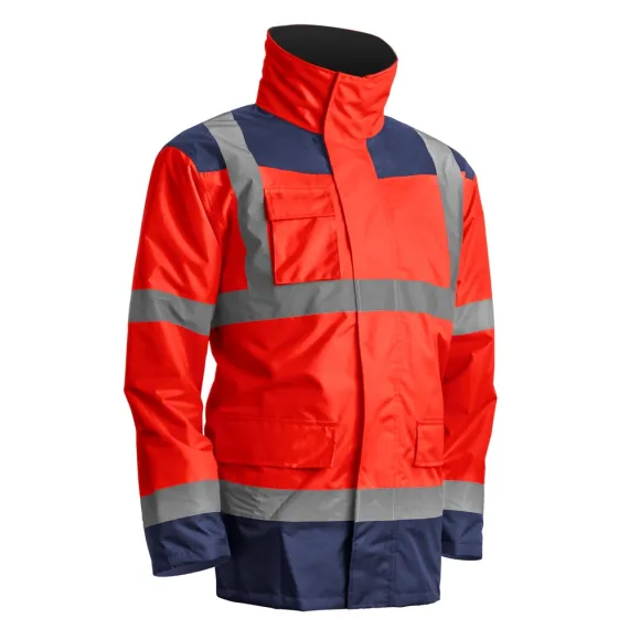 KANATA 4/1 HI-VIZ PIROS/KÉK PE KABÁT L, Méret: L