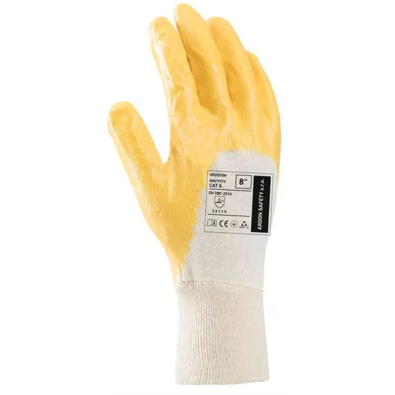 HOUSTON - Nitril mártott védőkesztyű - sárga - 10/XL, Szín: sárga, Méret: 10/XL